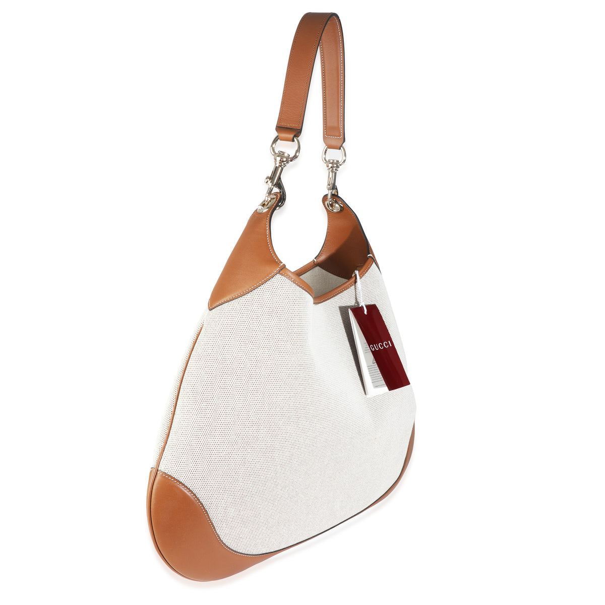 Beige Canvas Medium B Shoulder Bag