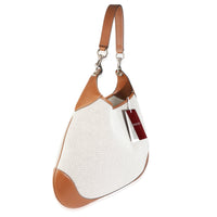 Beige Canvas Medium B Shoulder Bag