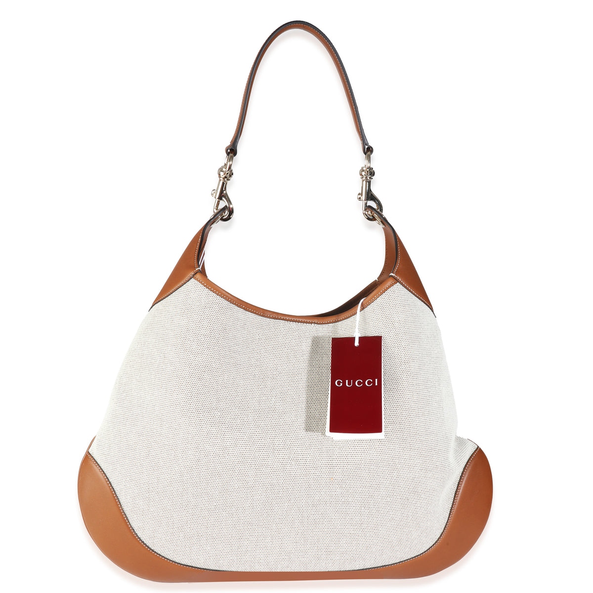 Beige Canvas Medium B Shoulder Bag