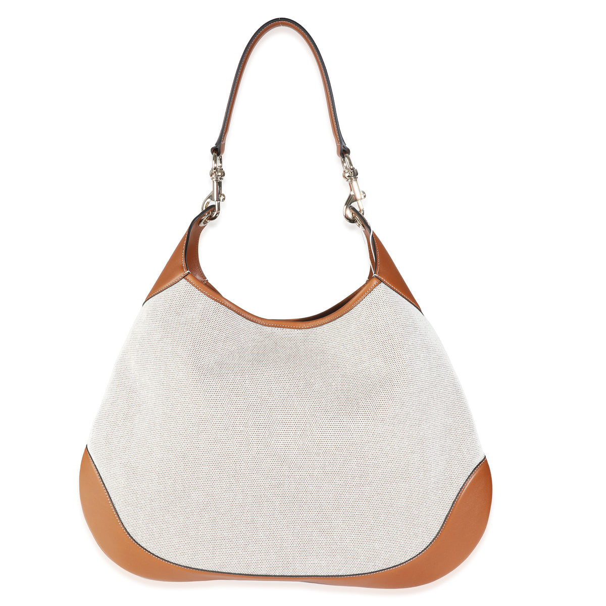 Beige Canvas Medium B Shoulder Bag