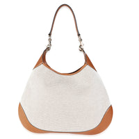 Beige Canvas Medium B Shoulder Bag
