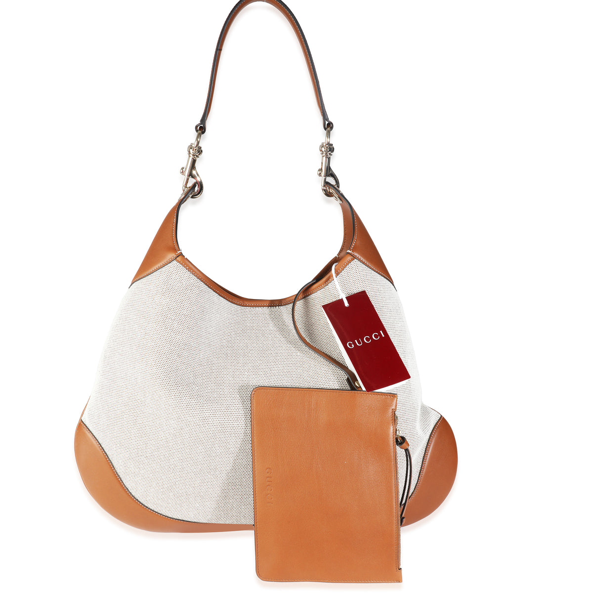 Beige Canvas Medium B Shoulder Bag