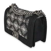 Black Jersey Strass Old Medium Boy Bag