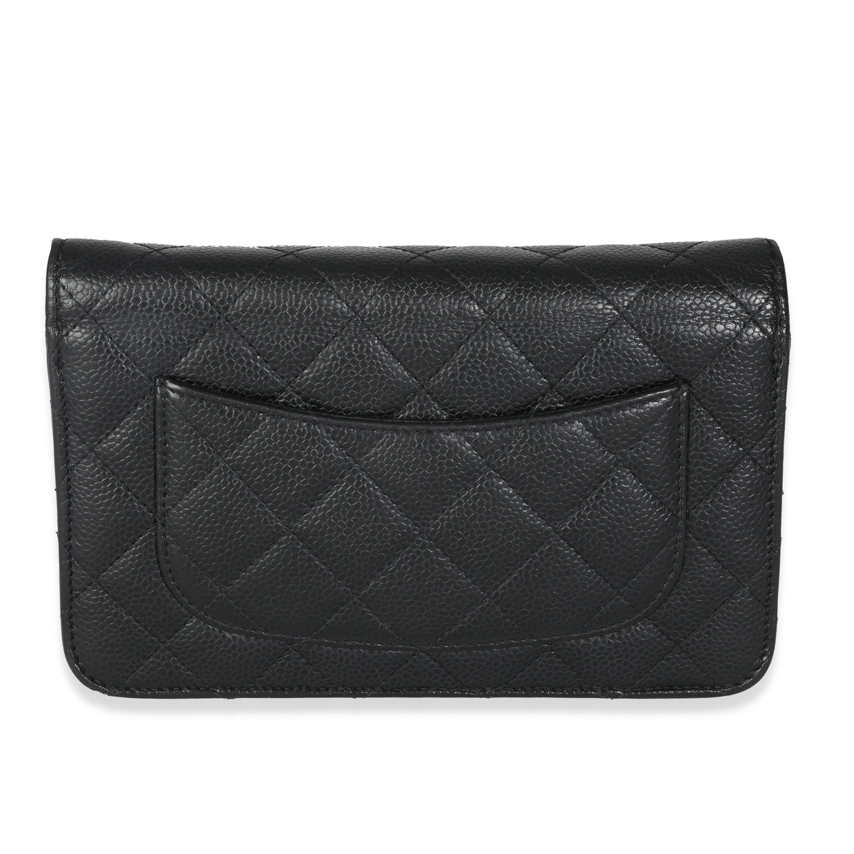 Black Quilted Caviar Classic Wallet On Chain