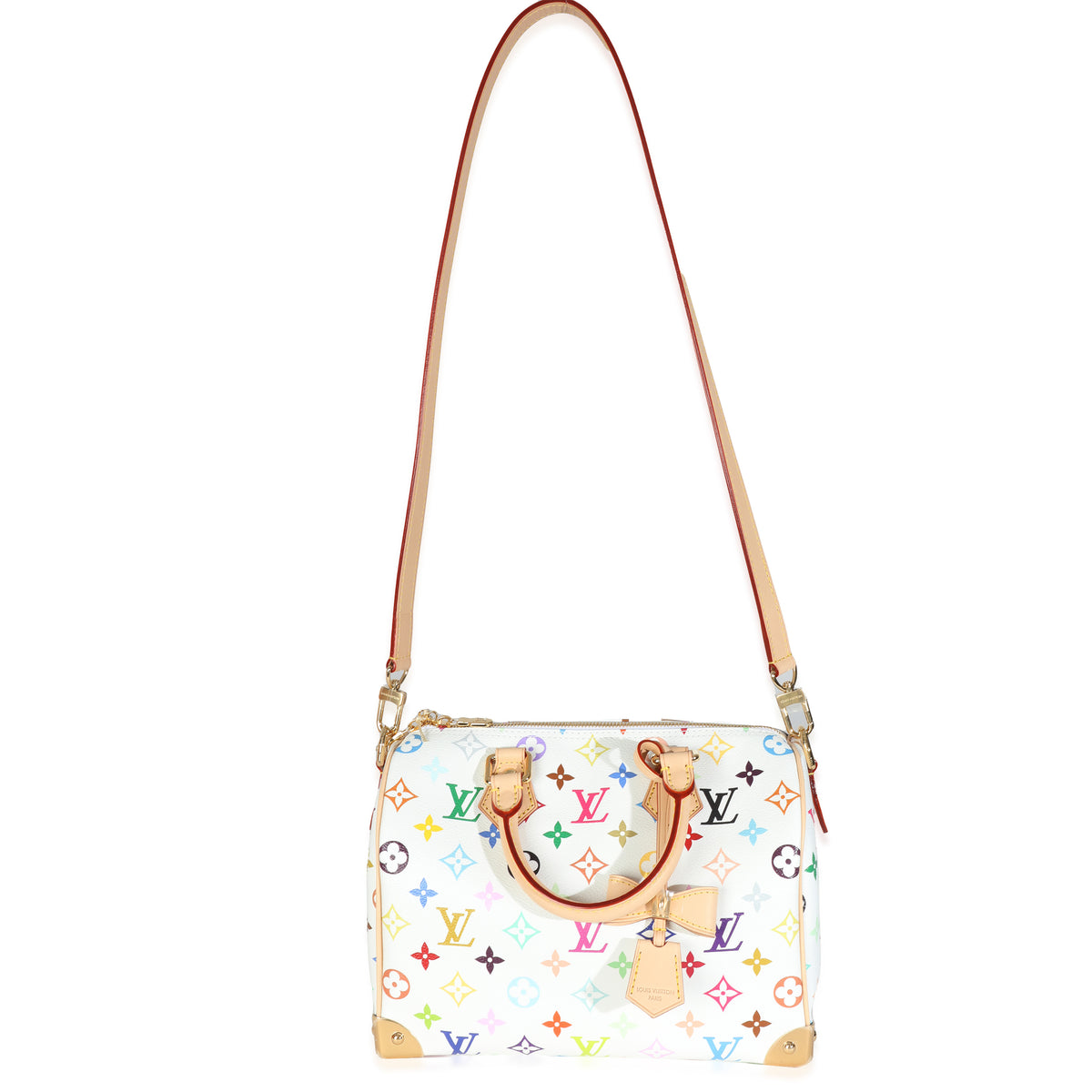 x TM Monogram White Multicolor Canvas Speedy Bandouliere 25