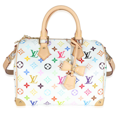 x TM Monogram White Multicolor Canvas Speedy Bandouliere 25