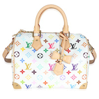 x TM Monogram White Multicolor Canvas Speedy Bandouliere 25