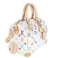 x TM Monogram White Multicolor Canvas Speedy Bandouliere 25
