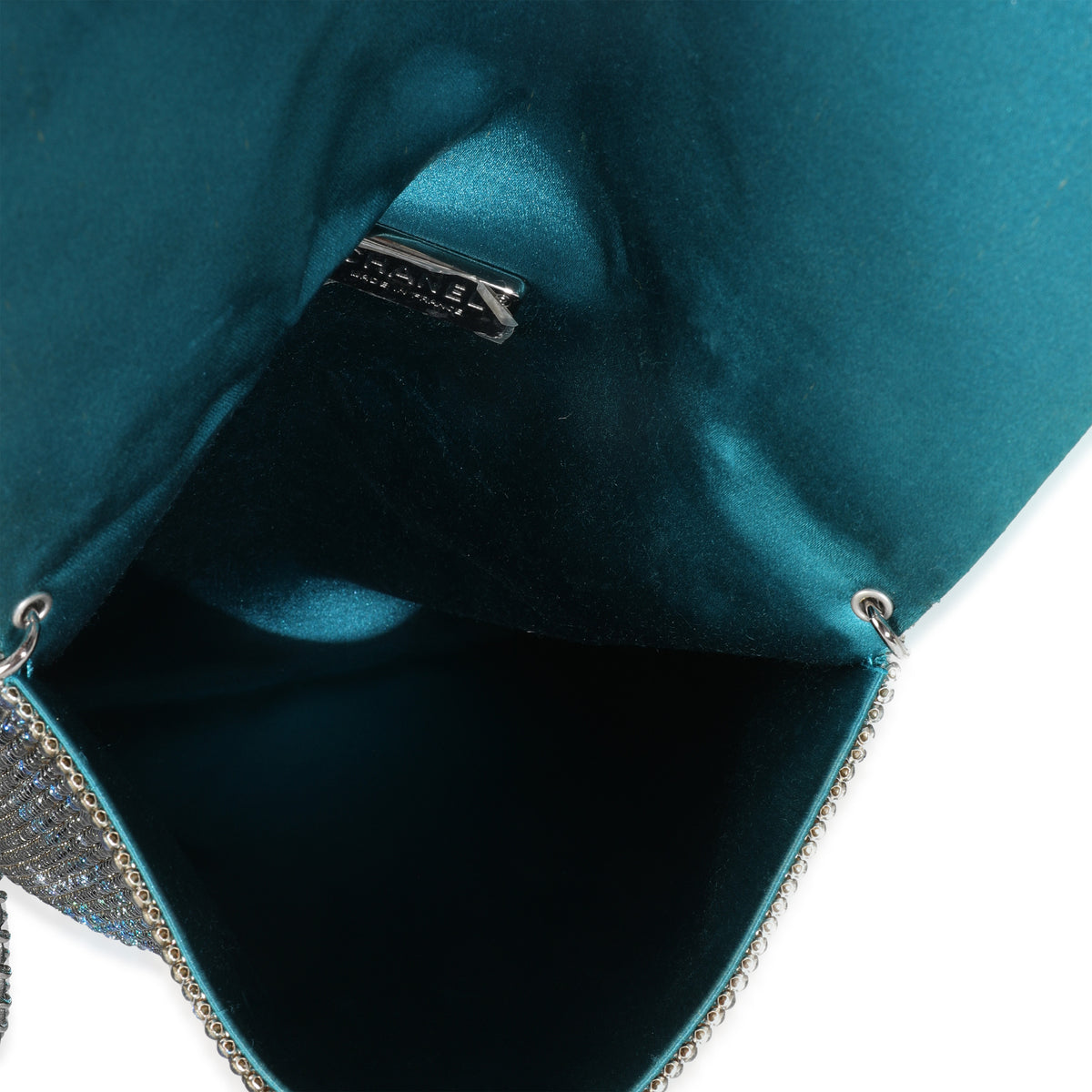 Silver Blue Graffiti CC Chainmail Flap Bag