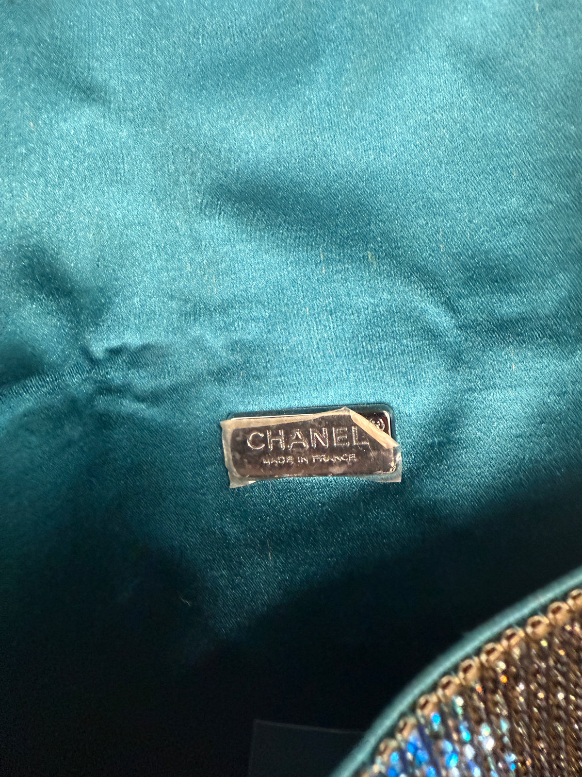 Silver Blue Graffiti CC Chainmail Flap Bag