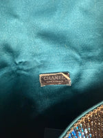 Silver Blue Graffiti CC Chainmail Flap Bag