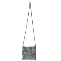 Silver Blue Graffiti CC Chainmail Flap Bag