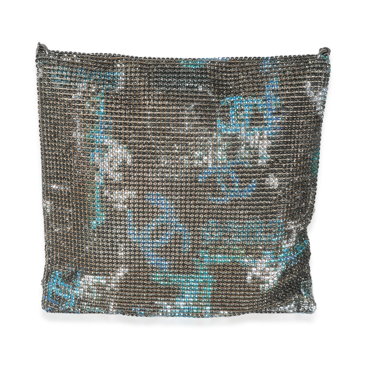 Silver Blue Graffiti CC Chainmail Flap Bag