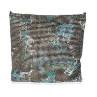 Silver Blue Graffiti CC Chainmail Flap Bag