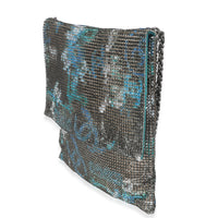 Silver Blue Graffiti CC Chainmail Flap Bag