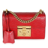 Red Guccissima Small Padlock Shoulder Bag