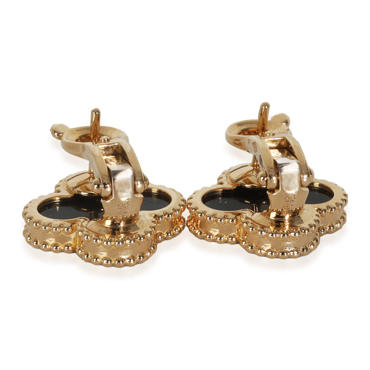 Yellow Gold Onyx Vintage Alhambra Earrings