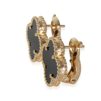 Yellow Gold Onyx Vintage Alhambra Earrings