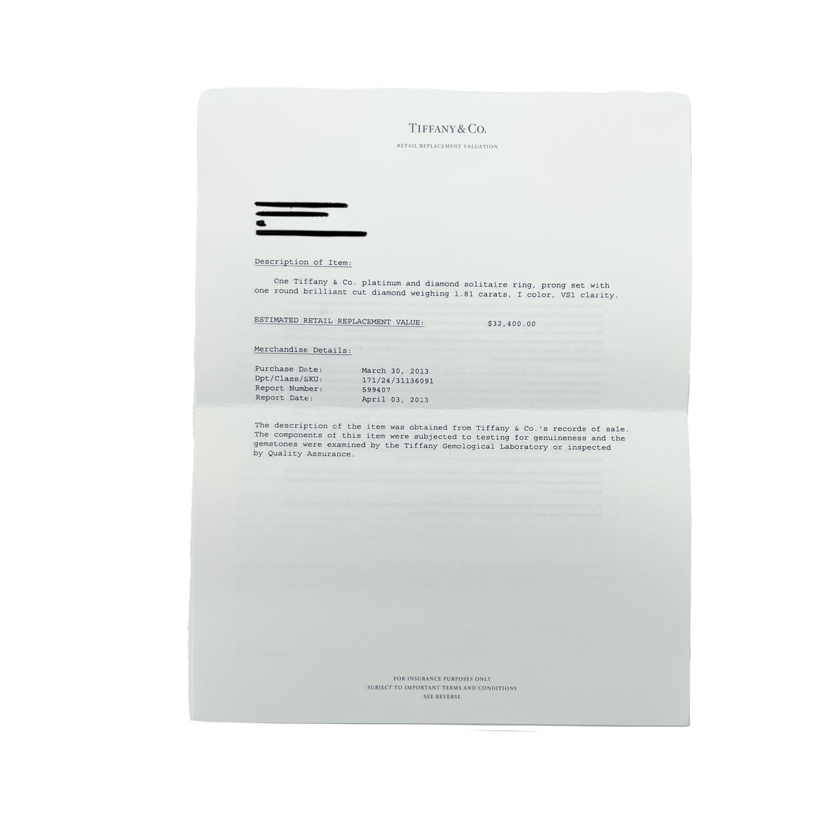 1.81 ct Round Brilliant Diamond Solitaire Engagement Ring