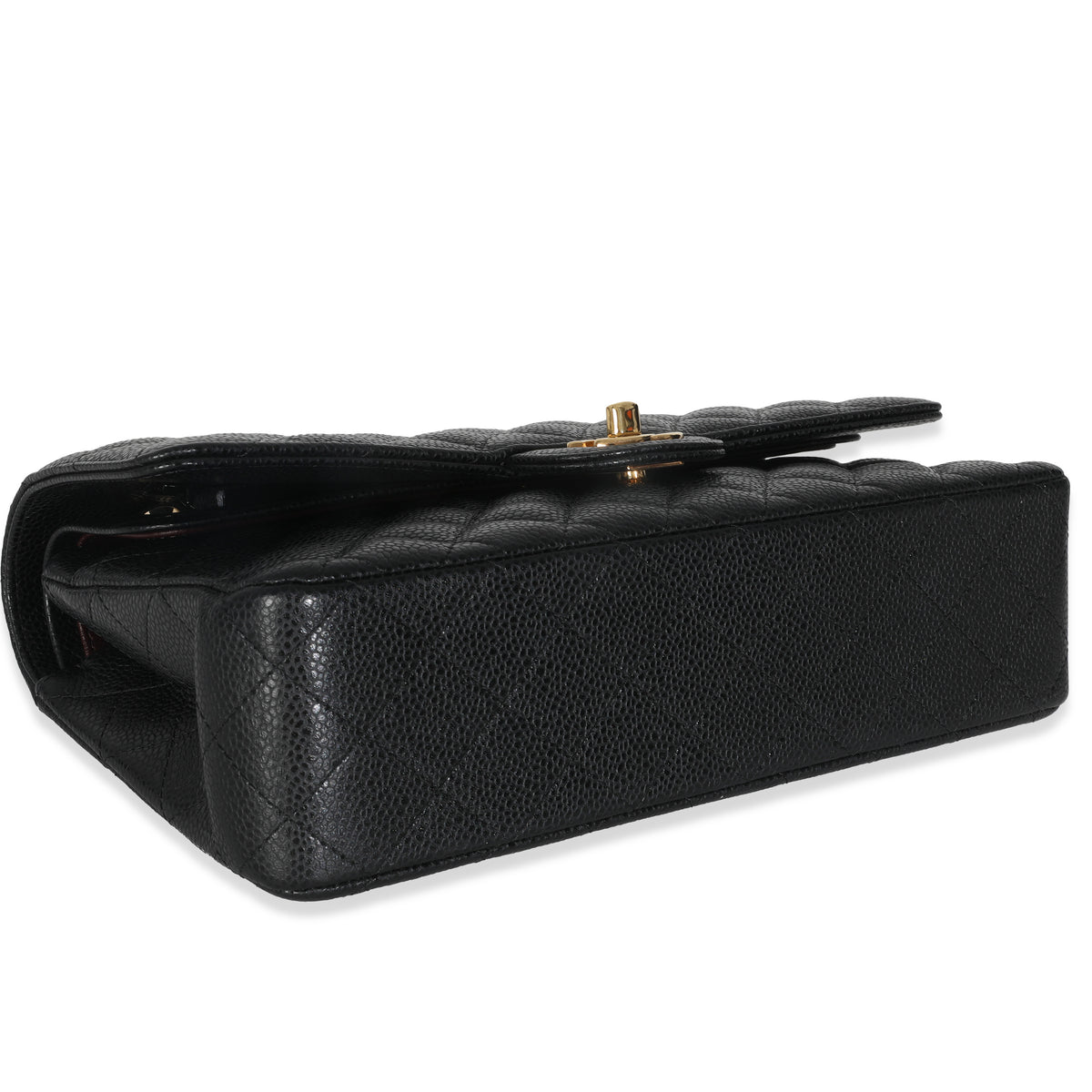 Black Quilted Caviar Medium Classic Double Flap Handbag