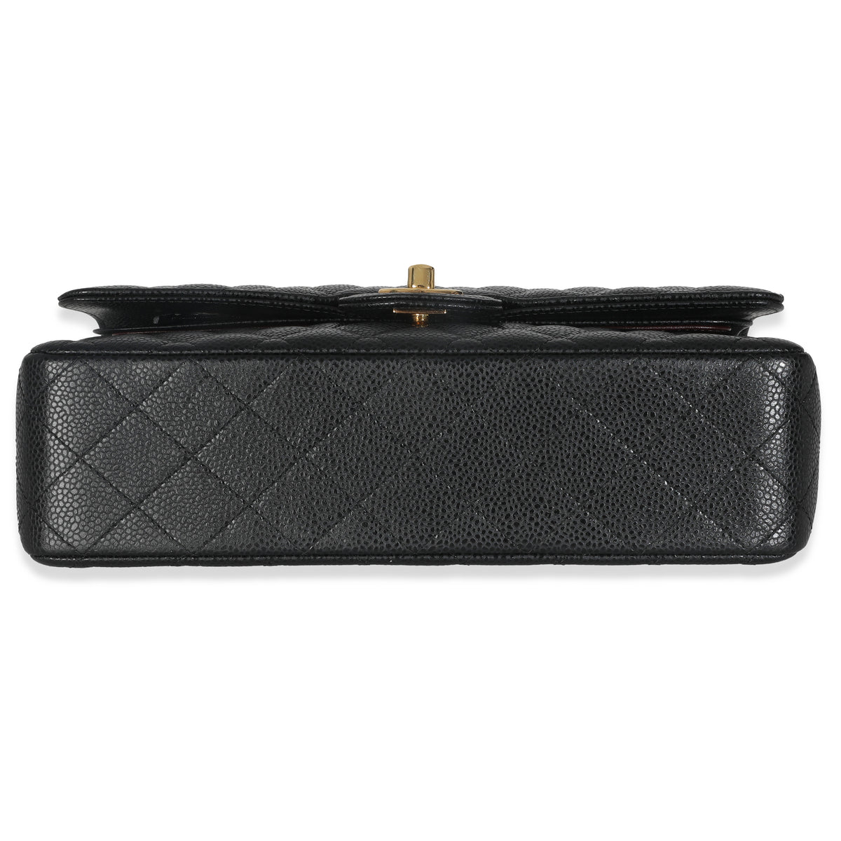 Black Quilted Caviar Medium Classic Double Flap Handbag