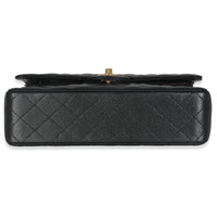 Black Quilted Caviar Medium Classic Double Flap Handbag
