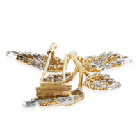 Yellow Gold & Platinum Diamond 5 Leaf Schlumberger Brooch