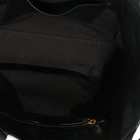Black Calfskin Buckle Large Leather Tote