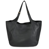 Black Calfskin Buckle Large Leather Tote