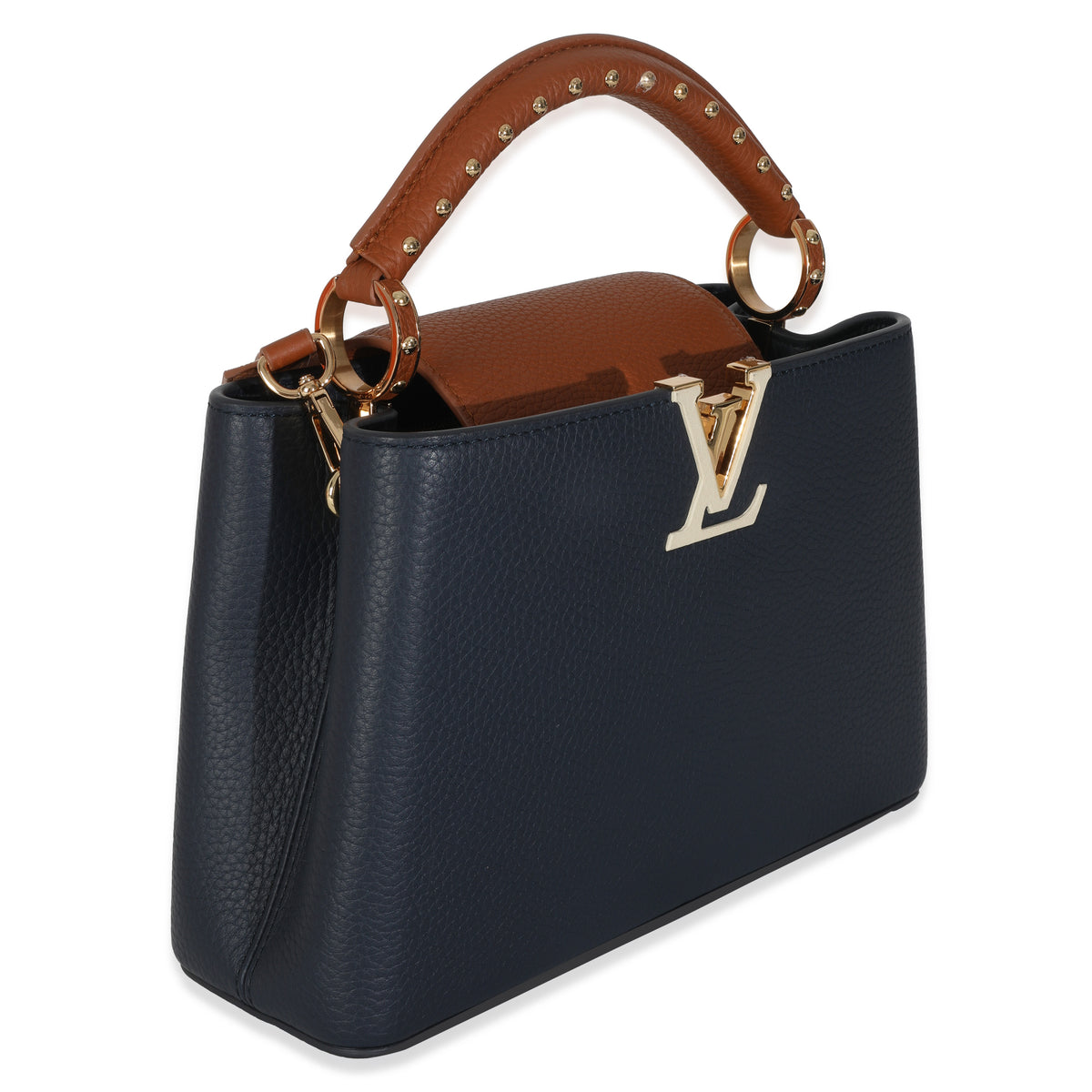 Bleu De France Blue Taurillon Studded Capucines BB