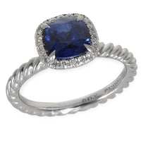 1.79 ct Cushion Modified Sapphire and Diamond Capri Engagement Ring