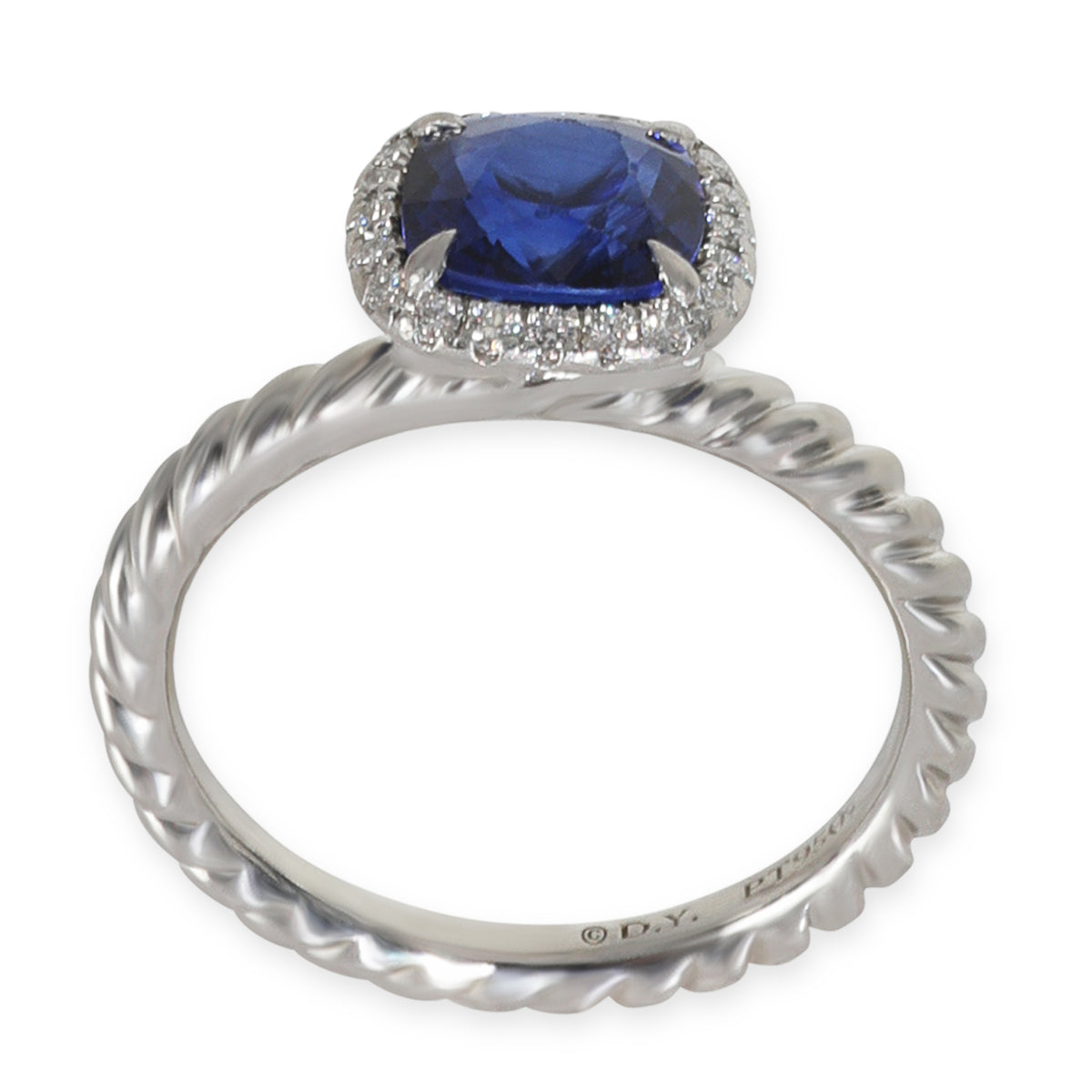 1.79 ct Cushion Modified Sapphire and Diamond Capri Engagement Ring