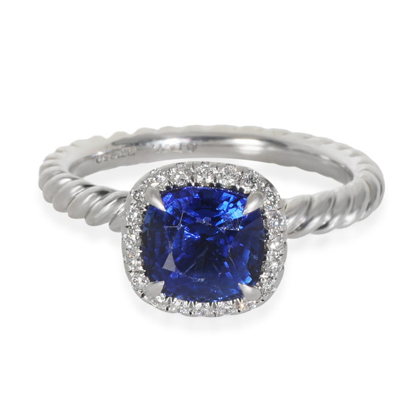 1.79 ct Cushion Modified Sapphire and Diamond Capri Engagement Ring
