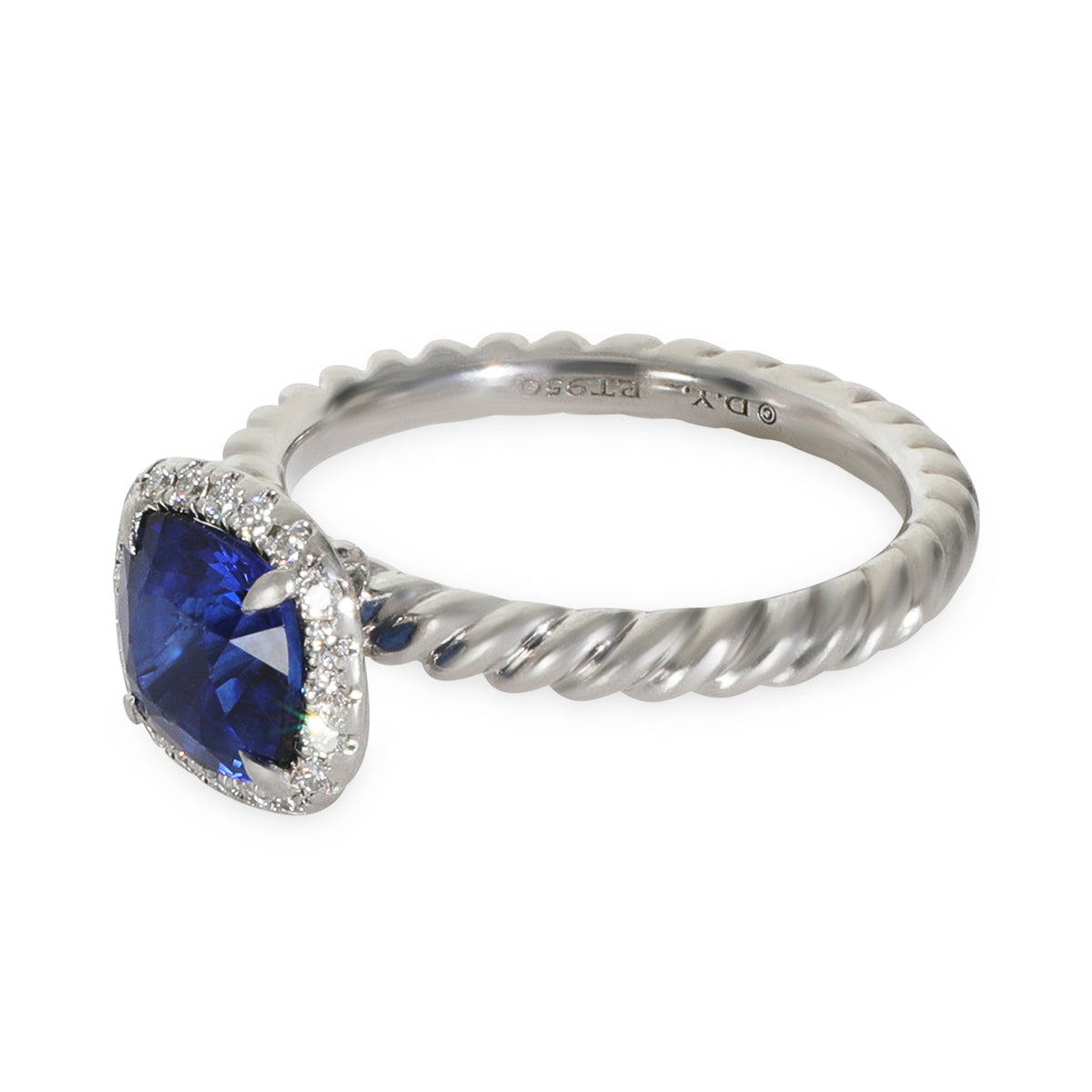 1.79 ct Cushion Modified Sapphire and Diamond Capri Engagement Ring