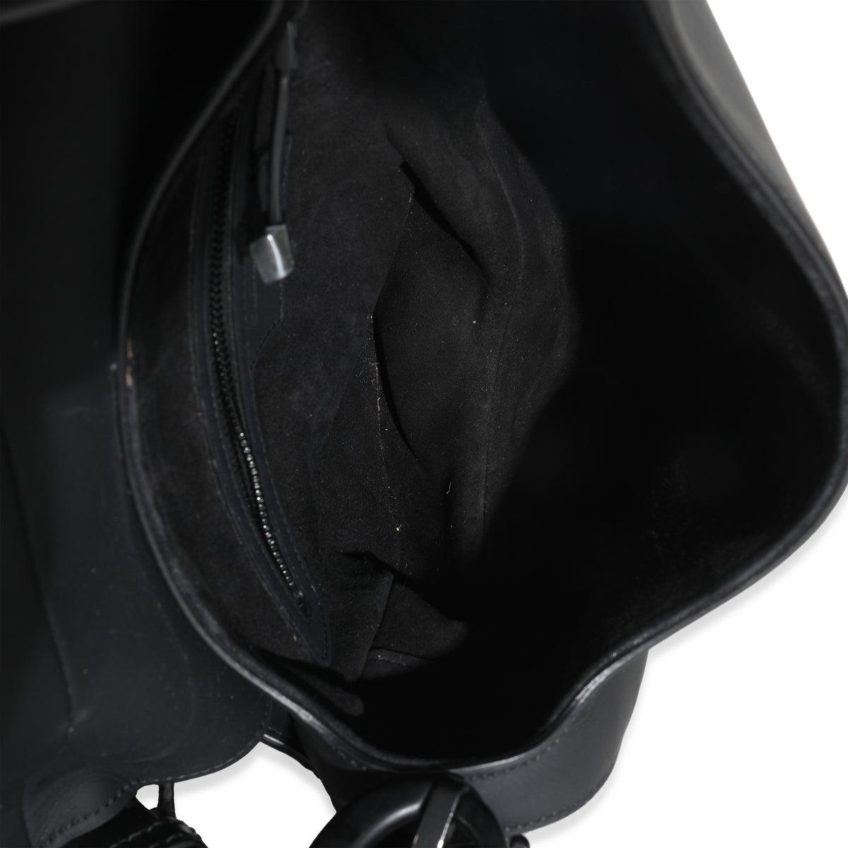 Black Ultramatte Calfskin Medium Saddle Bag