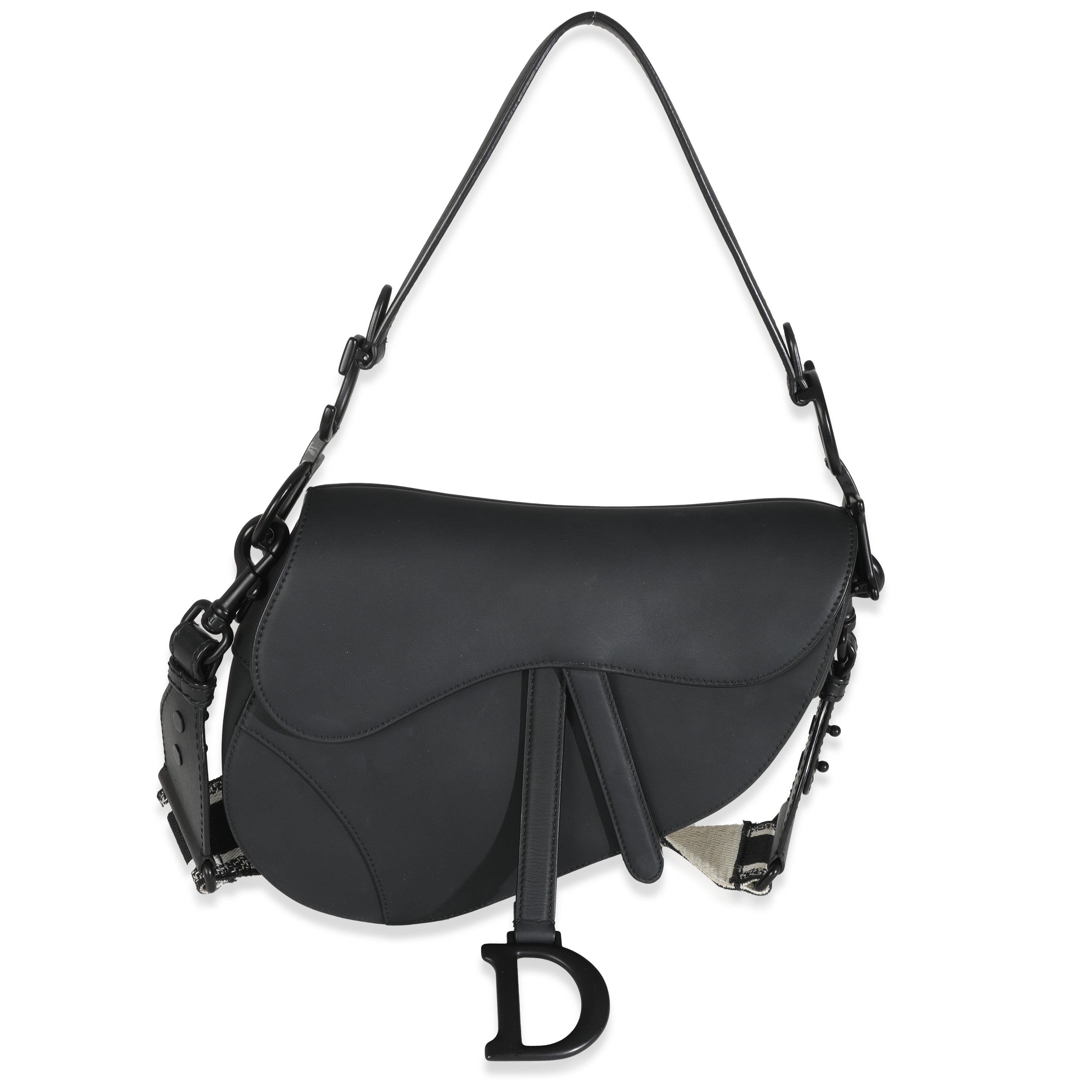 Christian Dior Black Ultramatte Calfskin Medium Saddle Bag
