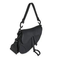 Black Ultramatte Calfskin Medium Saddle Bag
