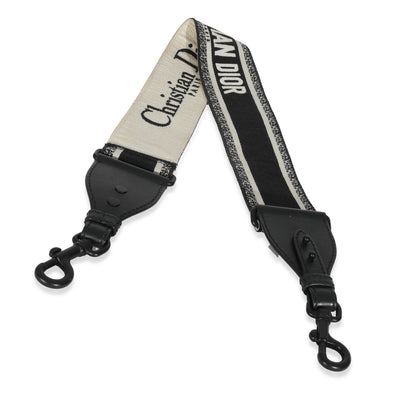 Black Canvas Embroidered Shoulder Strap