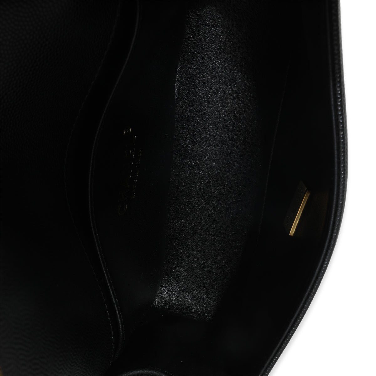 Black Quilted Caviar Small Boy Handbag