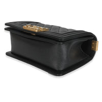 Black Quilted Caviar Small Boy Handbag