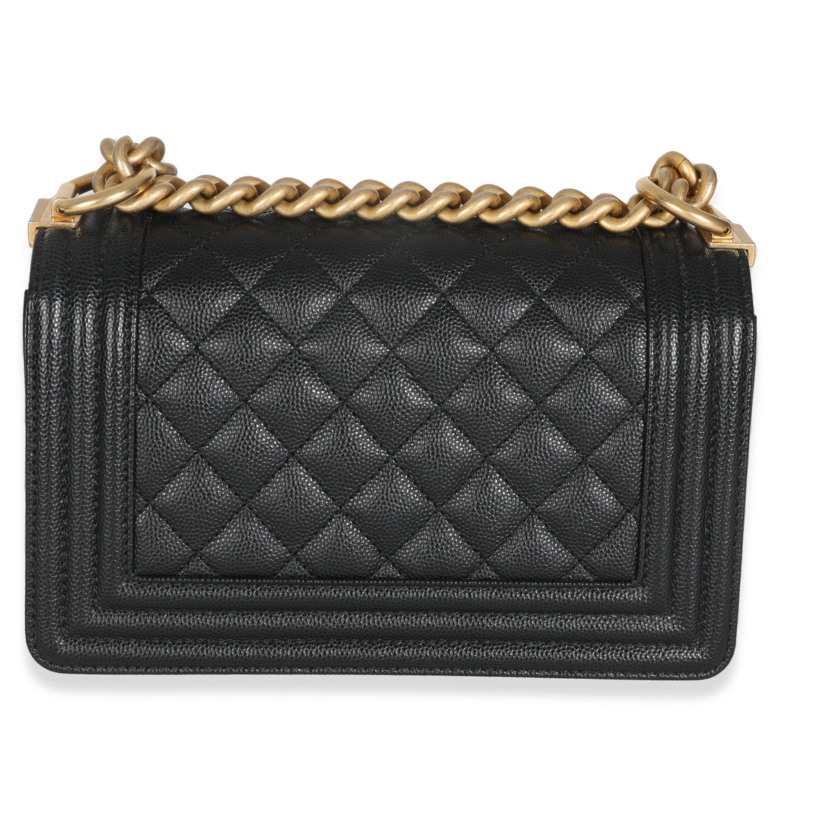 Black Quilted Caviar Small Boy Handbag