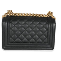 Black Quilted Caviar Small Boy Handbag