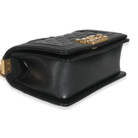 Black Quilted Caviar Small Boy Handbag