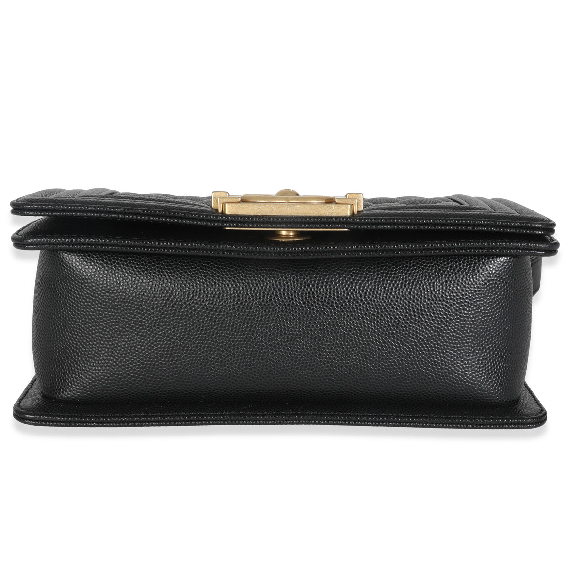 Black Quilted Caviar Small Boy Handbag