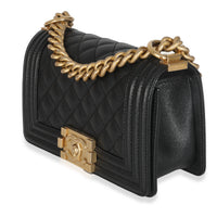 Black Quilted Caviar Small Boy Handbag