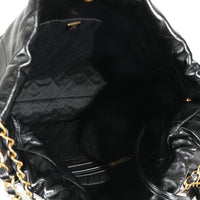 Black Shiny Quilted Calfskin Medium Chanel 22 Hobo