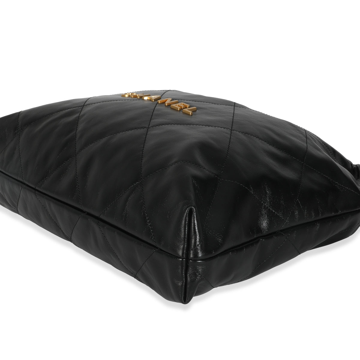 Black Shiny Quilted Calfskin Medium Chanel 22 Hobo