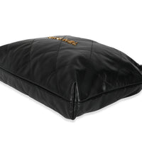 Black Shiny Quilted Calfskin Medium Chanel 22 Hobo