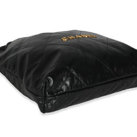 Black Shiny Quilted Calfskin Medium Chanel 22 Hobo