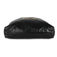 Black Shiny Quilted Calfskin Medium Chanel 22 Hobo